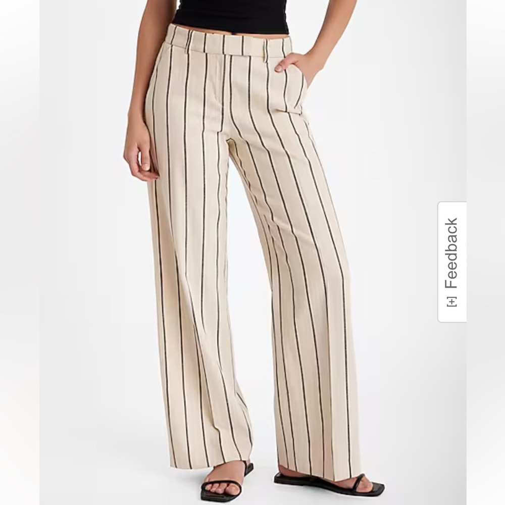 Express Editor Mid Rise Striped Relaxed Trouser Pant